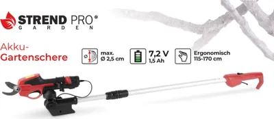 Immagine prodotto di SET Forbici Strend Pro Garden, 7,2 V, da giardino, a batteria, 111216 + asta telescopica 111248