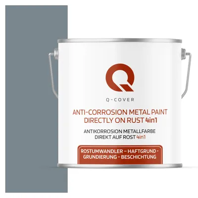 Produktbild von ANTIKORROSION METALLFARBE | DIREKT AUF ROST 4 IN 1 Fehgrau RAL 7000 5L HALBMATT ANTI-ROST METALLSCHUTZLACK METALLLACK