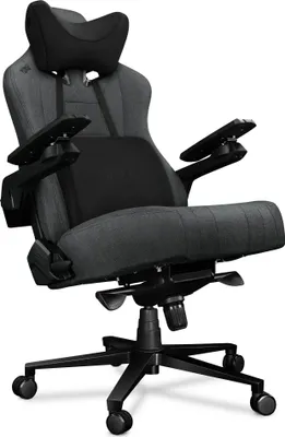 Produktbild von Yumisu 2049 Grey Black Bürostuhl, Grau und Schwarz, Stoffpolsterung, schwarzer Gaming-Stuhl, 6D-Armlehnen