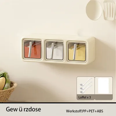 Imagen del producto de Juego práctico de estanterías para especias de montaje en pared, ideal para la cocina. No requiere taladrar, color blanco