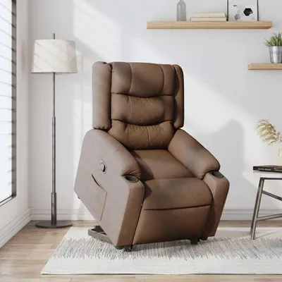 Image de vidaXL Fauteuil relax avec releveur Marron Tissu
