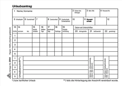A form for requesting vacation or leave.
