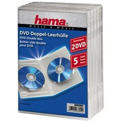 Produktbild von Hama Double DVD Jewel Case, 5, transparent, 2 Disks, Transparent, 192 mm, 137 mm, 73 mm, 306 g