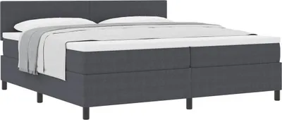 Produktbild von Boxspringbett Dunkelgrau und Weiß 200 x 200 cm Cordstoff