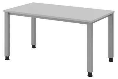 Produktbild von bümö Schreibtisch Serie-Q - Gestell: Silber, Nachbildung: Grau, Größe:  140 x 80 cm