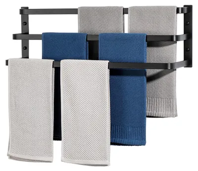 Produktbild von Aluminium Handtuchhalter mit 3 Stangen Schwarz 60cm