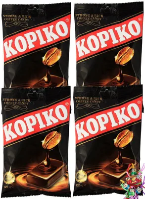 Produktbild von yoaxia® 4er-Pack Kopiko Classic Kaffee Bonbons (4x 120g) | Coffee Candy | Kaffeebonbons + ein kleiner Glücksanhänger gratis