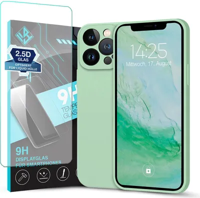 Produktbild von Hülle für Apple iPhone 12 Pro Max mit 9H Displayglas Displayschutz Plus Case Cover Bumper Silikon Softgrip Schutzhülle Farbe: Türkis
