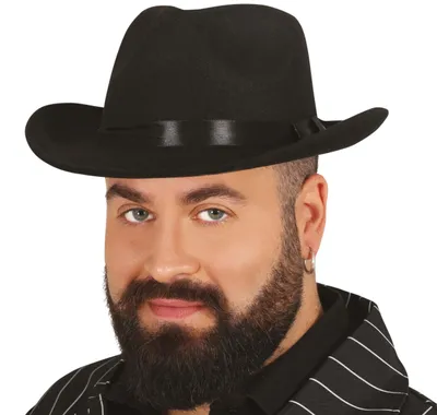 Immagine prodotto di cappello da gangster 20S nero Accessorio per costumi classici Eleganza senza tempo Retro, Colore: Nero