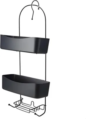 Obrázek produktu pro Kovová koupelnová polička ARC, černá, 24 x 12 x 59 cm