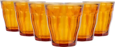 Immagine prodotto di 6x Ambra 250ml Picardie Glass Tumbler - Bicchiere in vetro per acqua vino whisky gin succo di frutta cocktail - Da Duralex