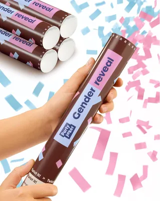 Productafbeelding van Gender reveal confettikanon - Set van 4 - Roze en blauw