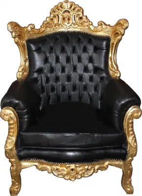 Produktbild von Casa Padrino Barock Sessel Al Capone im Antik Stil in Schwarz Lederoptik und Gold - 128 x 90 x 80 cm