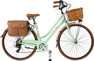 Obrázok produktu pre Dolce Vita by Canellini bicykel mestský bicykel žena hliník s košíkom a bočnou taškou - Svetlozelená 46
