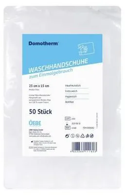 Obrázek produktu pro Domotherm jednorázové mycí rukavice 15x23 cm bílé 50 ks