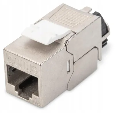Zdjęcie produktu dla Digitus Kompaktowy moduł keystone CAT 6A, ekranowany, beznarzędziowy montaż. 24 szt., Płaski, Srebrny, RJ-45, Żeńska, 10GBase-T, Nikiel/Złoto