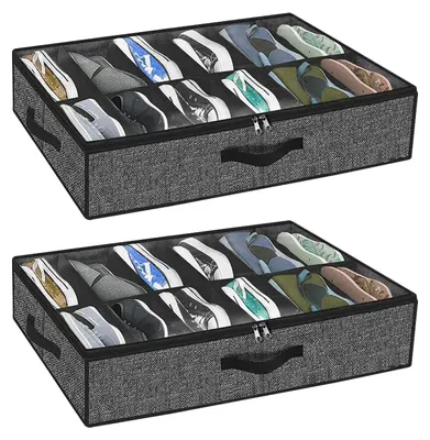 Aufbewahrungsboxen unter dem Bett, 2er-Set, 74x60x15 cm, schwarz