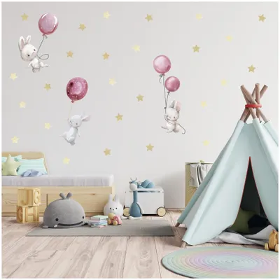 Productafbeelding van Waterverf Dieren Muurstickers voor Kinderkamers