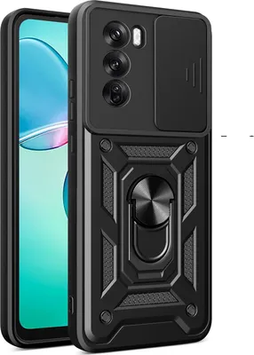 Obrázek produktu pro Pouzdro pro Oppo Reno12 5G, TPU Nárazník Silikonové Pouzdro s Kroužkem Stojánek, Ochrana Kamery Černý