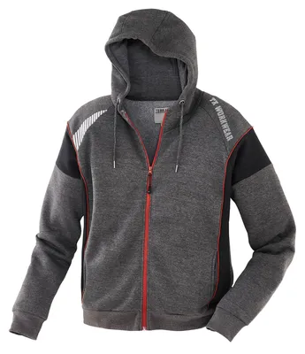 Produktbild von Terrax Workwear Herren Sweatjacke mit Kapuze - Kapuzenjacke mit reflektierenden Print in Schwarz-Rotbraun Größe 3XL