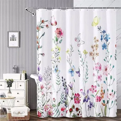 Produktbild von Unyqoos r® Blumenduschvorhang – Wasserabweisend und schimmelresistent für ein stilvolles Badezimmererlebnis