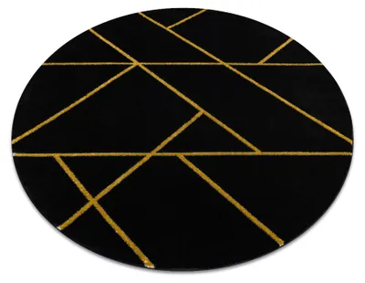 Image de Tapis EMERALD exclusif 1012 cercle - glamour, élégant marbre, géométrique noir / or noir cercle 120 cm