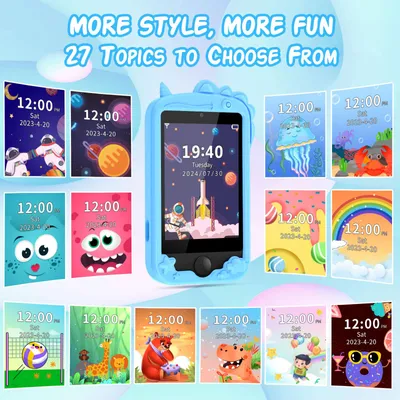 Produktbild von Kinder Smartwatch mit Anruffunktion, 2.8" Touchscreen Spielzeug Kinder Handy Smartphone mit Kamera, Musik-Player, Puzzlespielen, mit 8G SD-Karte Telefone für Kinder Jungen Mädchen,Schwarz