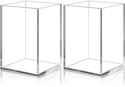 Immagine prodotto di Portapenne in acrilico trasparente, organizer da scrivania, porta-pennelli da trucco, per ufficio, scuola, casa (7,7 x 7,7 x 11 cm)