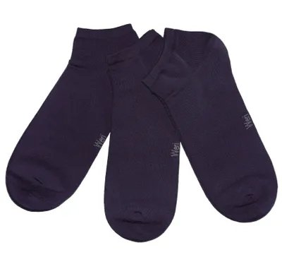 Produktbild von Herren Sneakersocken 3-er Pack aus Baumwolle Einfarbig Aubergine Größe 43-46