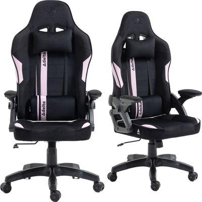 Kraken Chairs Jupiter Ergonomická kancelářská židle, kancelářská židle, otočná židle, látka, herní židle, do 130 kg, černá a růžová
