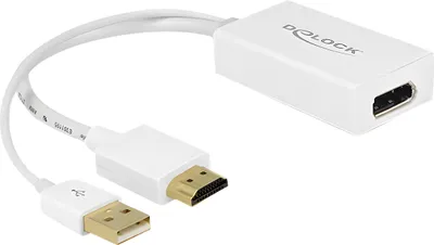 Image de DELOCK Adaptateur HDMI A -> Displayport St/Bu 4K blanc USB