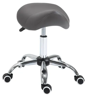 Produktbild von HOMCOM Rollhocker Höhenverstellbarer Drehhocker Arbeitshocker mit Rädern Grau
