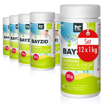 Produktbild von 12x1 kg BAYZID® Chlortabs 20g langsam löslich für langanhaltend sauberes Wasser