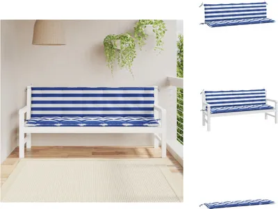 Produktbild von vidaXL Gartenbank-Auflagen 2 Stk. Blau & Weiß Gestreift Oxford-Gewebe -  Sitzpolster
