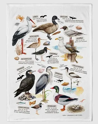 Produktbild von Geschirrtuch Küstenvögel, Geschirrtücher Mitbringsel Geschenkidee, Vogel Vögel