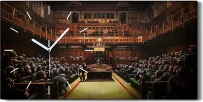 Produktbild von Wanduhr Bürouhr Leinwand Bild Geräuschlos 60x30 Dezentralisiertes Parlament - weiße Hände