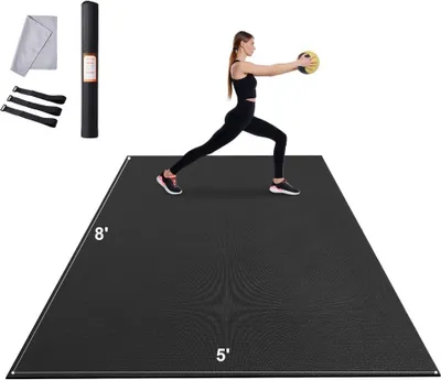 Obrázek produktu pro Protiskluzová cvičební podložka - Fitness podložka na jógu - Podložka na pilates 2,4 x 1,5 m - Ideální do tělocvičny i na doma