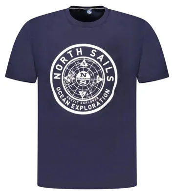 Produktbild von Herren Kurzarm T-Shirt Blau mit Rundhals und Logo-Druck