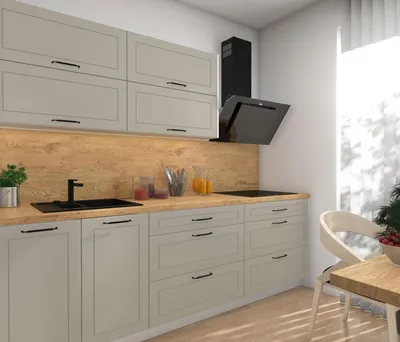 Produktbild von Modulare Küchenzeile KVANTUM Küchenblock 240cm Farbe & Ausführung wählbar HETTICH InnoTech Atira Vollauszug vanille matt weiß