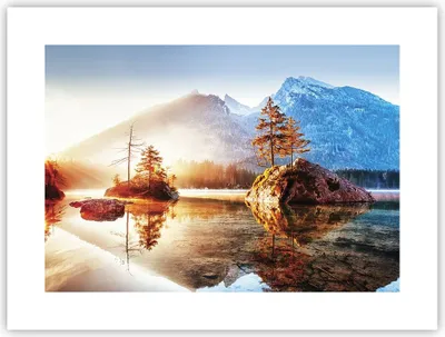 Produktbild von Poster - Poster ohne Rahmen - Morgendämmerung Berge See - 40x30 cm - Wand Bild - Wanddeko - Wandbilder - Kunstposter - Wandposter - Bilder - Kunstdruck - Wanddekoration - Wandbild - P2XAA40x30-4617