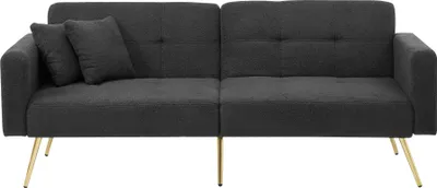Produktbild von Abrihome 3-Sitzer Schlafsofa mit 175 × 90 cm Liegefläche, Gästebett Sofabett mit Kissen und Verstellbare Rückenlehne, Grau