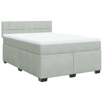 Produktbild von Boxspringbett mit Matratze Hellgrau 140x190 cm Samt