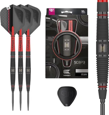 Produktbild von Target Darts Scope Steel Dartpfeile 23G Barrel 04 - 90% Wolfram, Swiss Point Spitzen, Schwarz-Rot