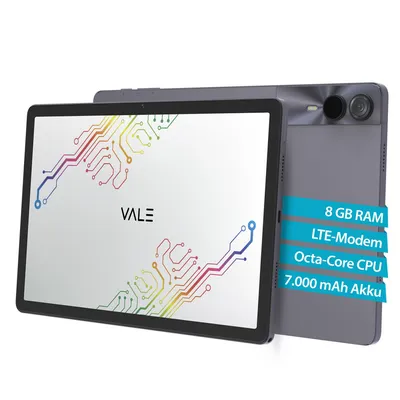 VALE Tablet V11E mit LTE, Wifi & Android 14, 11" Display, 13MP Haupt- & 8MP Frontkamera, 128 GB - Elegantes Design, 8GB RAM, Octa-Core 2,0 GHz, USB-C