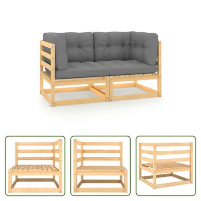 Produktbild von The Living Store Gartensofa 2-Sitzer mit Kissen Kiefer Massivholz