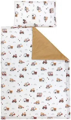Produktbild von TupTam Kinder Bettwäsche Gemustert 2-Teilig Wendebettwäsche, Farbe: Baufahrzeuge / Bagger / Beige / Kakaobraun, Größe: 135x100 cm