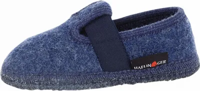Produktbild von Haflinger Joschi Mädchen, Jungen Schurwoll Hausschuhe blau, Latex Sohle, 3929108/28