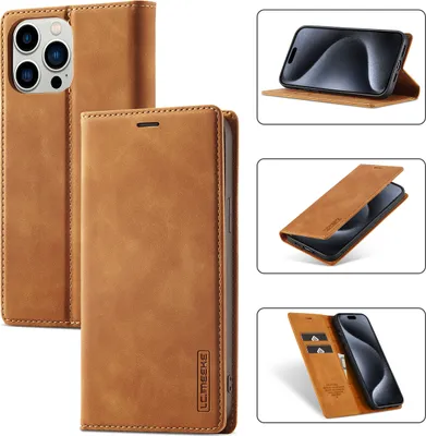 Produktbild von iPhone 15 Pro Max Hülle, Standfunktion Kartenfach Wallet Leder Schutzhülle für iPhone 15 Pro Max Braun