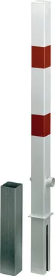 Produktbild von Alberts Absperrpfosten Passau | zum Einbetonieren, herausnehmbar | weiß | Pfosten 70 x 70 mm | Höhe über Boden 100 cm