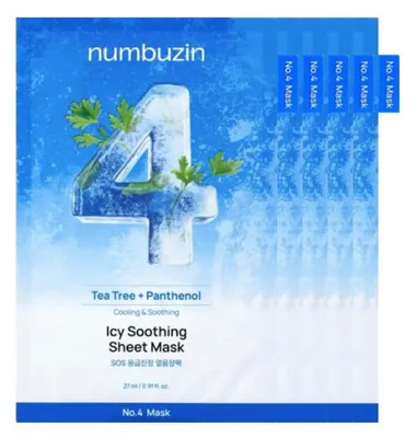 Imagen del producto de Numbuzin No.4 Mascarilla de tela calmante, 27 g x 5 unidades